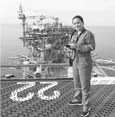  ??  ?? Veralyn, a Sabahan mother working for Sabah Shell Petroleum Company Limited offshore.
