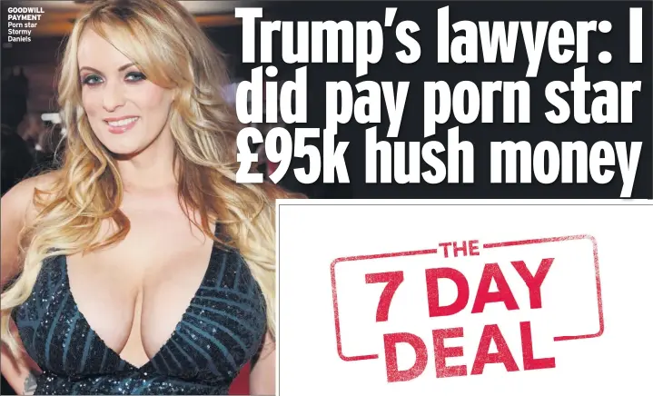  ??  ?? GOODWILL PAYMENT Porn star Stormy Daniels