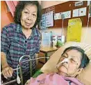  ??  ?? 杨惠华（左）透露杨美兰目前还留院­治疗，并感谢星洲日报读者的­热线捐助，让她们渡过这次的难关。