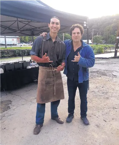 ?? COURTESY OF TATANKA MEANS ?? Rio Rancho resident Tatanka Means and Mark Ruffalo on the set of “I Know This Much Is True.”