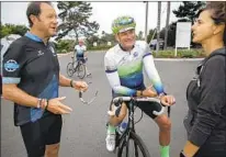  ?? BILL WECHTER ?? (From left) Jeffrey Essakow, Dean Roeper and Kristine Entwistle are all involved in the Challenged Athletes Foundation.