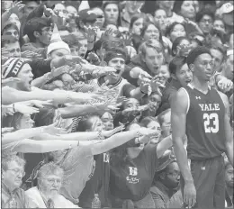  ?? GERRY BROOME/AP ?? Duke fans cheer as Yale’s Jordan Bruner waits to inbound the ball during the first half in Durham, N.C., on Saturday.