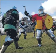  ??  ?? Knights in combat mode at Scone Palace