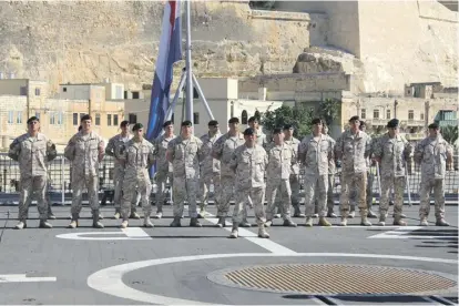  ?? ?? Maltese soldiers about to embark on an EU military mission off the Horn of Africa. FILE PHOTO: TIMES OF MALTA.