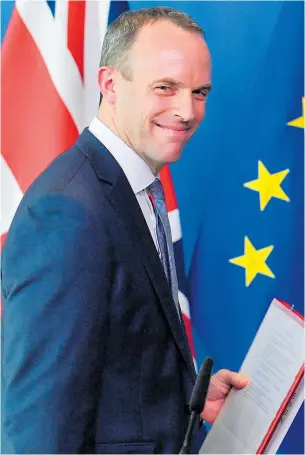  ??  ?? Dominic Raab...‘We are not far from an agreement’ on Northern Ireland issue