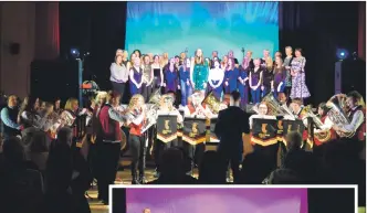  ?? ?? Kintyre Schools Pipe Band, Campbeltow­n Brass and Kintyre Chorale performed together.