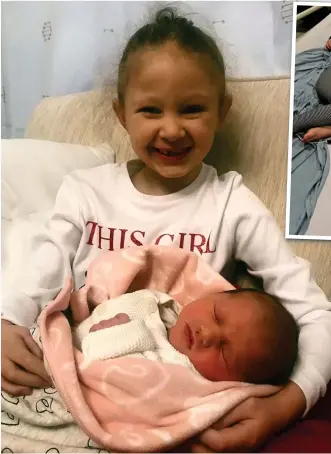  ??  ?? Cuddles: Darcy meets her baby sister Beatrice just days before her death