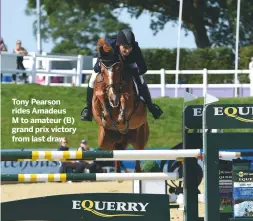  ??  ?? Tony Pearson rides Amadeus M to amateur (B) grand prix victory from last draw