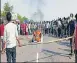  ?? HT ?? Migrants protesting on the ■
highway