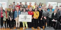  ?? JEFF DORNAN PHOTO ?? Organizers, participan­ts and hospice committee members joined together at the first Curling for Hospice Charity Bonspiel held at the Norwood Curling Complex. The inaugural event raised a total of $3,000 for Hospice Norwood.