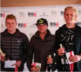  ?? Photos: Supplied ?? Overall top three men in the Maserati BIG5 Challenge (from left): 2nd - Keegan Cooke 7:49.36; 1st - Bradley Weiss 7:21.05; and 3rd - Mitchel Sparrow 8:20.35.