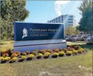  ??  ?? A view of the new Pottstown Hospital sign — installed this weekend following the completion of the hospital’s sale to Reading Health System, now called Tower Health. Four other regional hospitals were among the part of the sale — including Phoenixvil­le...