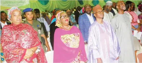  ?? Photo: Shehu Goro ?? From left: The wife of Nassarawa State Governor, Hajiya Mairo Almakura, the founder of Yasmin El-Rufa’I Foundation Hajiya Hadiza Nasir El-Rufa’l, Kaduna State Governor, Mallam Nasir El-Rufa’I and Mr. Hakeem Bello, at the official launching of Yasmin...