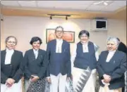  ?? HT PHOTO ?? Chief Justice of India NV Ramana with the four women judges, three of whom were appointed on August 31.