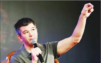  ??  ?? File photo shows Co-founder and Chief Executive Officer (CEO) of US tranportat­ion company Uber, Travis Kalanick as he speaks at an event in New Delhi. Uber said June 21, 2017 that its embattled chief executive Travis Kalanick had agreed to step down...