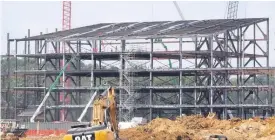  ?? AP PHOTO ?? A file photo of constructi­on personnel working on the Carolina Panthers’ practice facility on August 24 last year, in Rock Hill, South Carolina.