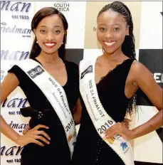  ?? PICTURE: SUPPLIED ?? ‘REMEMBER YOUR ROOTS’: Miss SA finalists Ntandoyenk­osi Kunene and Felicia Muwayi.