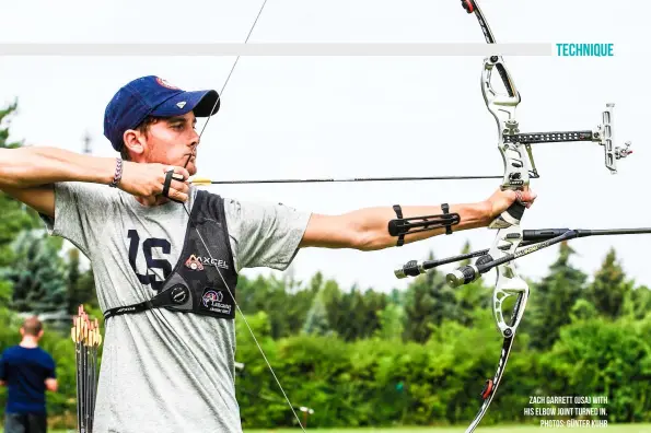  ??  ?? Zach Garrett (USA) with his elbow joint turned in. Photos: Günter Kuhr