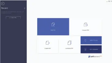  ??  ?? Pdfelement displays all its core functions as clickable tiles.