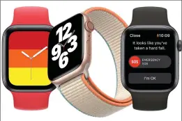  ??  ?? The Apple Watch SE has the same Stripes face, display, and Emergency SOS detection as the Series 6.