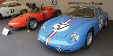  ??  ?? Below left: Martin Eyears’ gorgeous Carrera Abarth ran in the 1961 Le Mans 24 Hours and Targa Florio