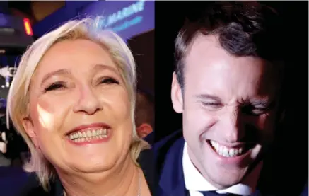  ?? Photo: Reuters ?? Both Marine Le Pen (left) and Emmanuel Macron (right) gave rallying speeches to their supporters after the vote.