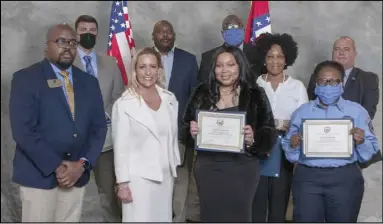  ?? Special to the MDR ?? Attorney General Leslie Rutledge, second from left, recently recognized Sgt. Tamisha Ivory, center, from the Ouachita River Correction­al Unit as Officer of the Year for Hot Spring County.