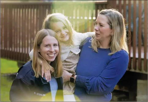  ?? (AP/Seth Wenig) ?? Nicole Segalini (from left); Ava Windt, 4; and Angela Windt pose for a picture Monday in New Providence, N.J.