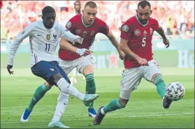  ?? FOTO: AP ?? Ousmane Dembélé (24 años) se ‘rompió’ hace nueve días en el Hungría-francia