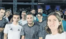  ?? FOTO: ADIDAS ?? Filipe Luis, Koke y Correa, en un acto en la Caja Mágica