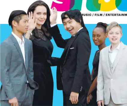  ??  ?? ANGELINA JOLIE with her older children. From left, Pax Thien, Jolie, Maddox, Zahara and Shiloh.
