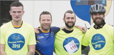  ?? PHOTOS BY BARBARA FLYNN ?? Óisín Doyle, Ciaran Doyle, Daniel Gorman and Shane Doyle at the Newcastle Duathlon.