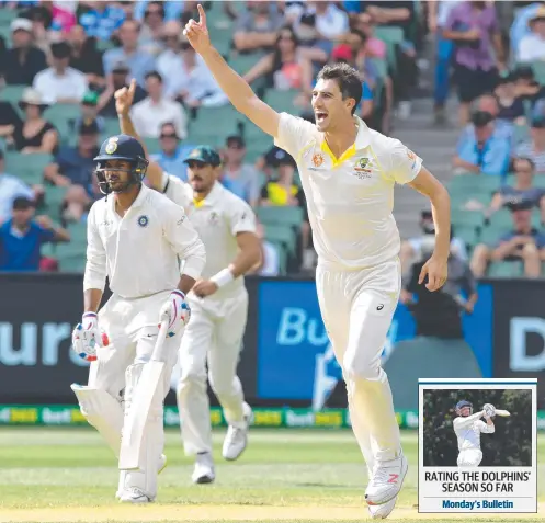  ?? Picture: AAP IMAGE ?? Pat Cummins and the fellow Aussie bowlers have suffered from the woes of the team’s batsmen. RATING THE DOLPHINS’ SEASON SO FAR