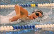  ?? GENE WALSH — DIGITAL FIRST MEDIA ?? Methacton’s Rachel Prusaki swims the 200-yard freestyle during Thursday’s meet against North Penn.