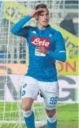  ?? AP ?? Napoli’s Milik celebrates his goal.