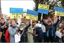  ?? ?? pROTEST: Ivana Bacik at the Russian Embassy in Dublin yesterday