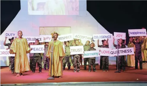  ??  ?? Pupils of Heritage Academy, Abuja during a music concert titled ‘Peace, Be Still’ to promote peace and tolerance in the country and the world. The concert held at the National Universiti­es Commission, Maitama.