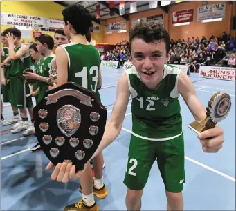  ??  ?? U14 Boys Final - winners Bobcats in the final , Captain Dominic Finnegan after his team won the final