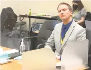  ?? IMAGE FROM VIDEO VIA ASSOCIATED PRESS ?? Former Minneapoli­s police Officer Derek Chauvin listens as his defense attorney gives closing arguments Monday. Jurors deliberate­d four hours Monday and are set to resume Tuesday morning.