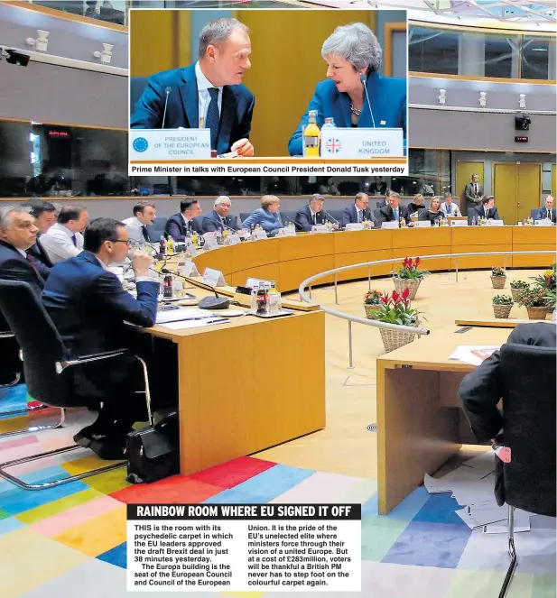  ??  ?? Prime Minister in talks with European Council President Donald Tusk yesterday