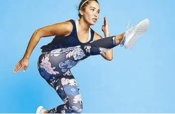  ??  ?? Leg work: Old Navy Active's compressio­n leggings are designed not just to look good, but also allow for maximum mobility.