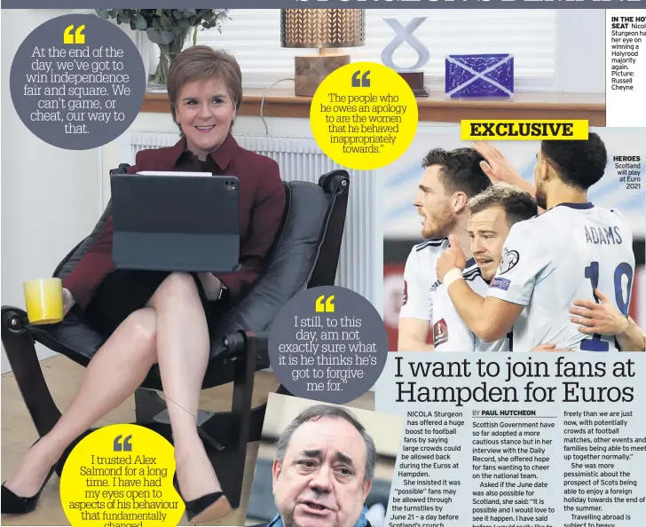  ??  ?? IN THE HOT SEAT Nicola Sturgeon has her eye on winning a Holyrood majority again. Picture: Russell Cheyne