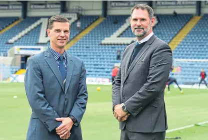  ??  ?? Tim Keyes, left, and John Nelms backed Dundee manager Jim McIntyre in the transfer window.