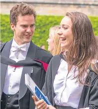  ??  ?? Top and above: St Andrews University graduates make their way to St Salvator’s Quad.