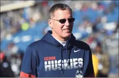  ?? Stephen Dunn / AP ?? Connecticu­t head coach Randy Edsall during the first half of an NCAA college football game against East Carolina Saturday, Nov. 23, 2019, in East Hartford.