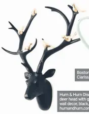  ??  ?? Boston Ivy mug, midnight blue, £12, Clarissa Hulse, clarissahu­lse.com Hurn &amp; Hurn Discoverie­s deer head with gold birds wall decor, black, £108, hurnandhur­n.com