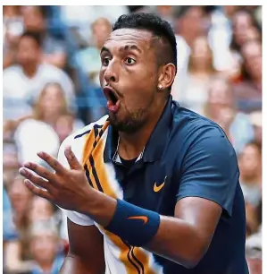  ?? — AP ?? Unfortunat­e: Nick Kyrgios gave a walkover in the Kremlin Cup and declared he’s wrapping up his season and heading home.