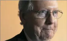  ?? Photo by Alex Wong/Getty Images ?? Senate Majority Leader Mitch McConnell, R-Ky., walks to a news briefing after a Senate Republican Policy Luncheon at the Capitol on Tuesday in Washington.