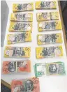 ?? ?? Some of the cash discovered by police that helped lead to the arrest of Nathan James QuaidThoms­on.
