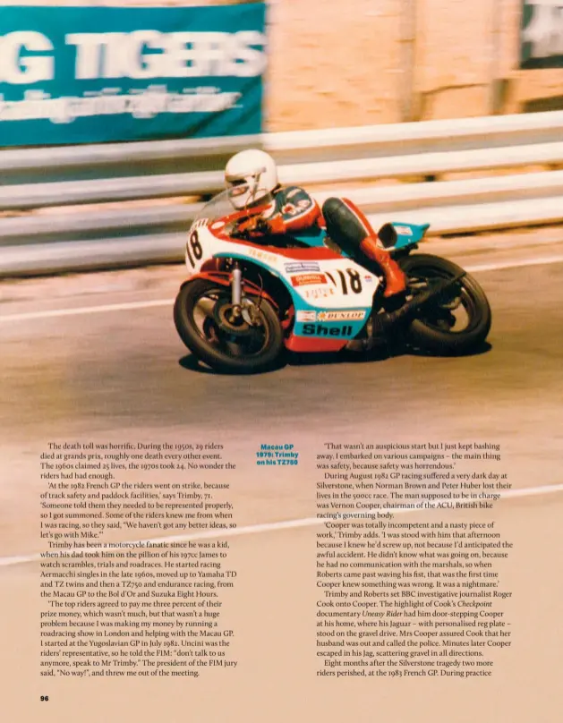  ??  ?? Macaugp 1979: Trimby on his TZ750